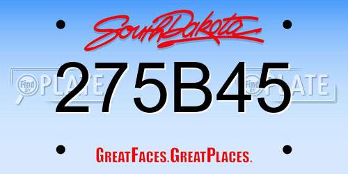 275B45 South Dakota License Plate