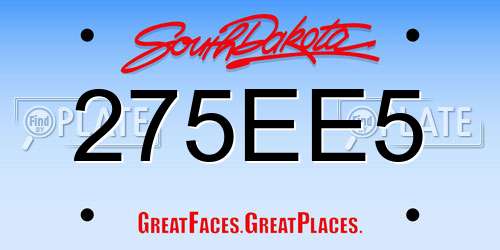 275EE5 South Dakota License Plate