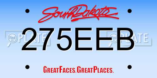 275EEB South Dakota License Plate