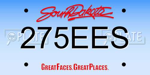 275EES South Dakota License Plate
