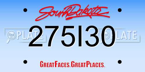 275I30 South Dakota License Plate