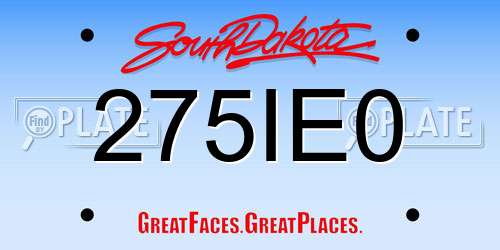 275IE0 South Dakota License Plate