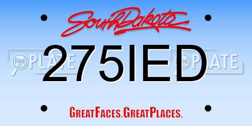 275IED South Dakota License Plate