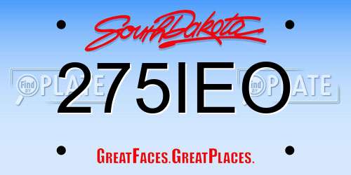 275IEO South Dakota License Plate
