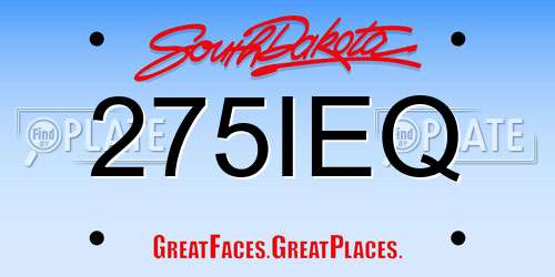 275IEQ South Dakota License Plate