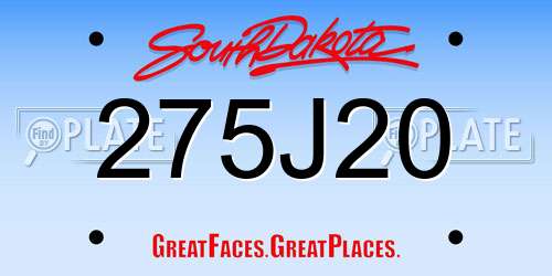 275J20 South Dakota License Plate