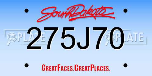 275J70 South Dakota License Plate
