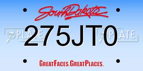 275JT0 South Dakota License Plate