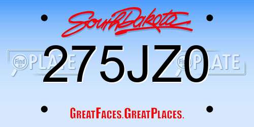 275JZ0 South Dakota License Plate