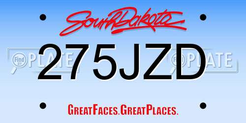 275JZD South Dakota License Plate