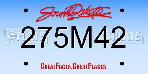 275M42 South Dakota License Plate