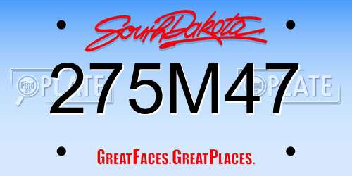 275M47 South Dakota License Plate
