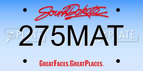 275MAT South Dakota License Plate
