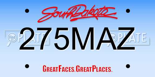 275MAZ South Dakota License Plate