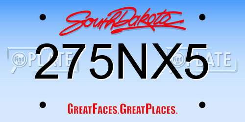 275NX5 South Dakota License Plate