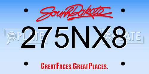 275NX8 South Dakota License Plate