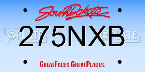 275NXB South Dakota License Plate