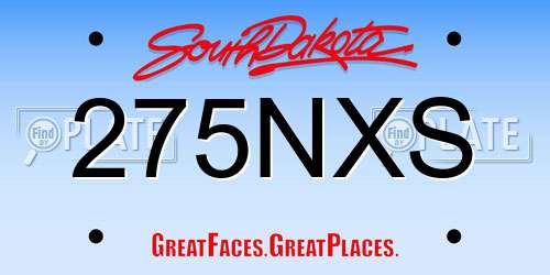 275NXS South Dakota License Plate