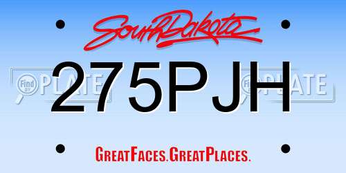 275PJH South Dakota License Plate