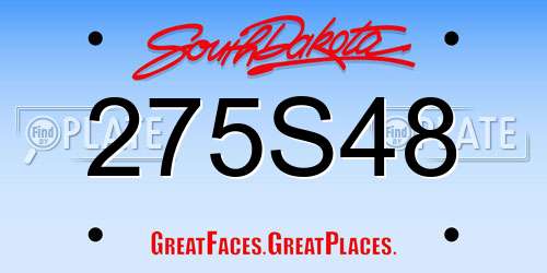 275S48 South Dakota License Plate