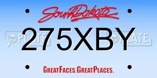 275XBY South Dakota License Plate