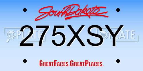 275XSY South Dakota License Plate
