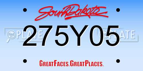 275Y05 South Dakota License Plate