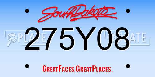 275Y08 South Dakota License Plate