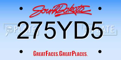 275YD5 South Dakota License Plate