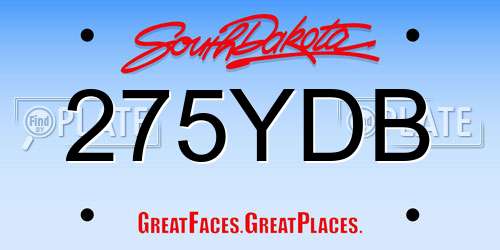 275YDB South Dakota License Plate