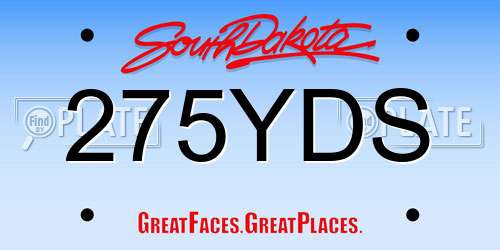 275YDS South Dakota License Plate
