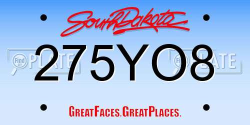 275YO8 South Dakota License Plate