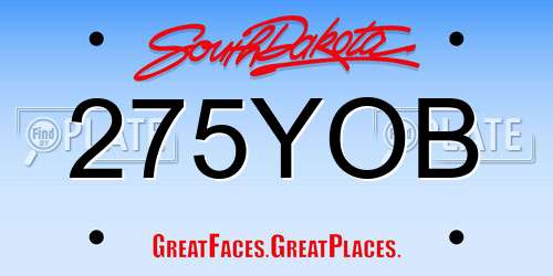 275YOB South Dakota License Plate