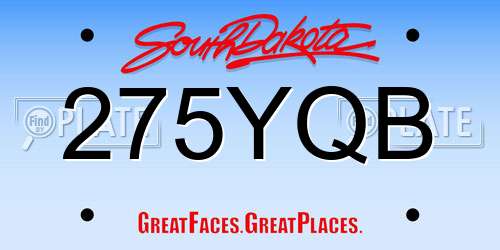 275YQB South Dakota License Plate