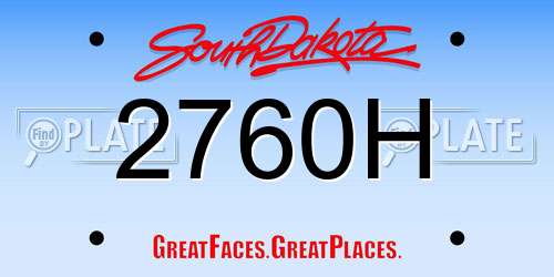 2760H South Dakota License Plate