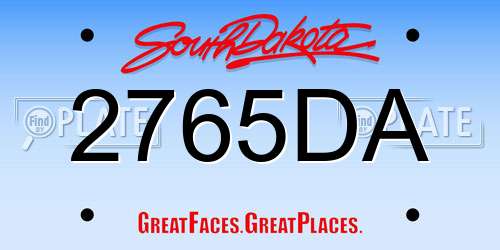 2765DA South Dakota License Plate
