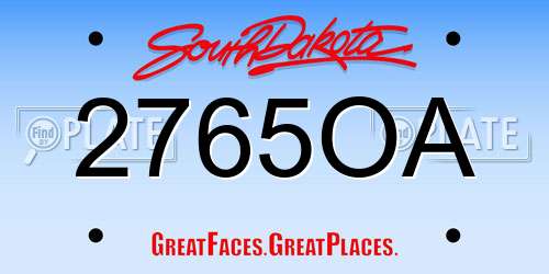 2765OA South Dakota License Plate