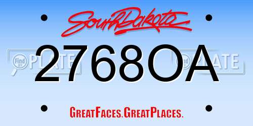 2768OA South Dakota License Plate