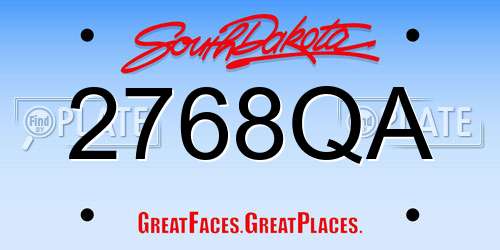 2768QA South Dakota License Plate
