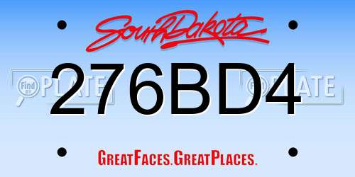 276BD4 South Dakota License Plate