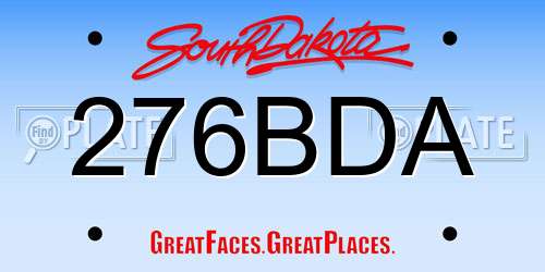 276BDA South Dakota License Plate