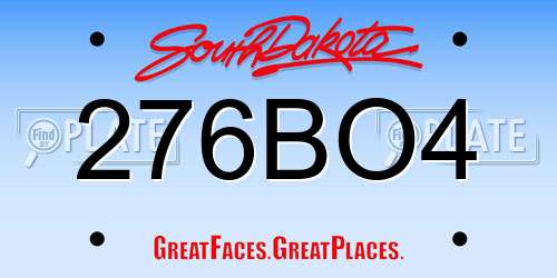 276BO4 South Dakota License Plate
