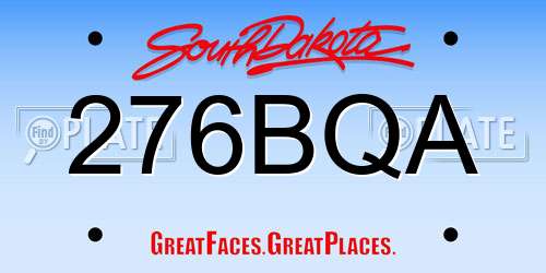 276BQA South Dakota License Plate