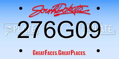 276G09 South Dakota License Plate