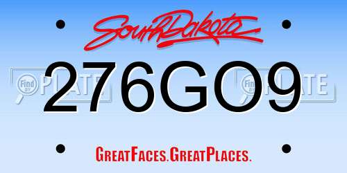 276GO9 South Dakota License Plate