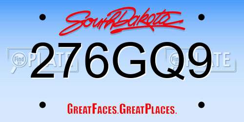 276GQ9 South Dakota License Plate