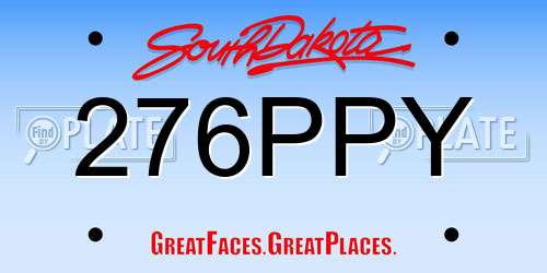 276PPY South Dakota License Plate