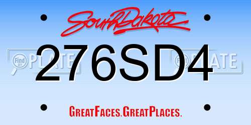 276SD4 South Dakota License Plate