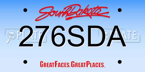 276SDA South Dakota License Plate