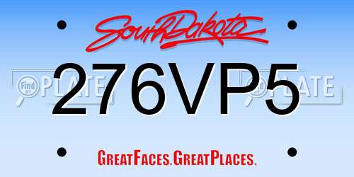 276VP5 South Dakota License Plate
